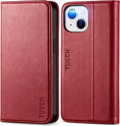 Case for Iphone 13 Wallet Case 5G, [Card Holder] Slots Folio PU Leather Cover, Kickstand Flip Case with [TPU Shockproof Interior Case] Compatible with Iphone 13 6.1-Inch 2021, Dark Red