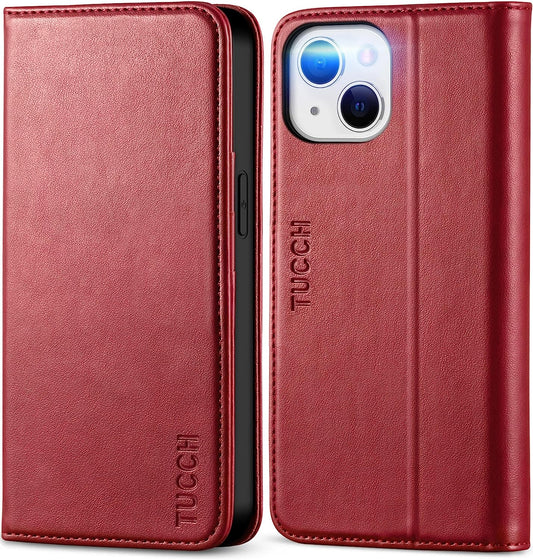 Case for Iphone 13 Wallet Case 5G, [Card Holder] Slots Folio PU Leather Cover, Kickstand Flip Case with [TPU Shockproof Interior Case] Compatible with Iphone 13 6.1-Inch 2021, Dark Red