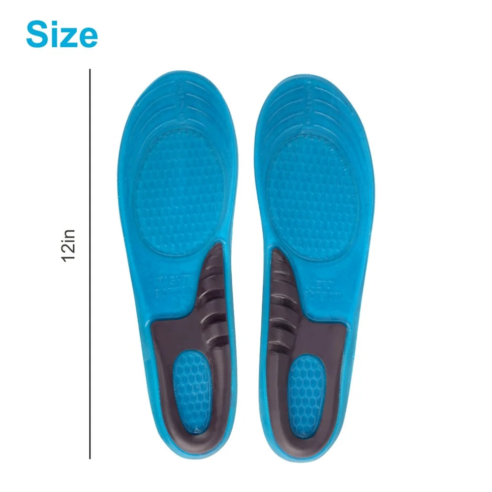 Elastic Silicone Shock Absorbing Shoe Insoles, Breathable Orthotic Inserts for Men and Women, M/L