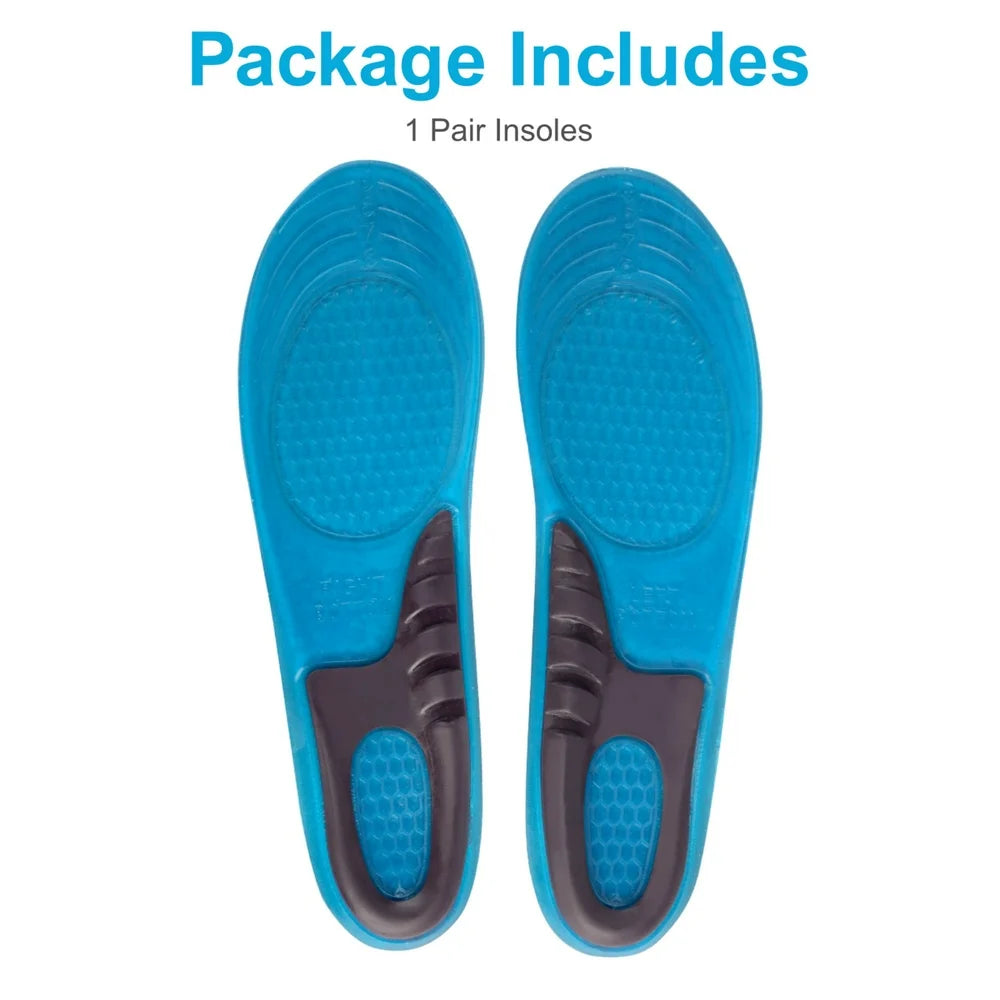 Elastic Silicone Shock Absorbing Shoe Insoles, Breathable Orthotic Inserts for Men and Women, M/L