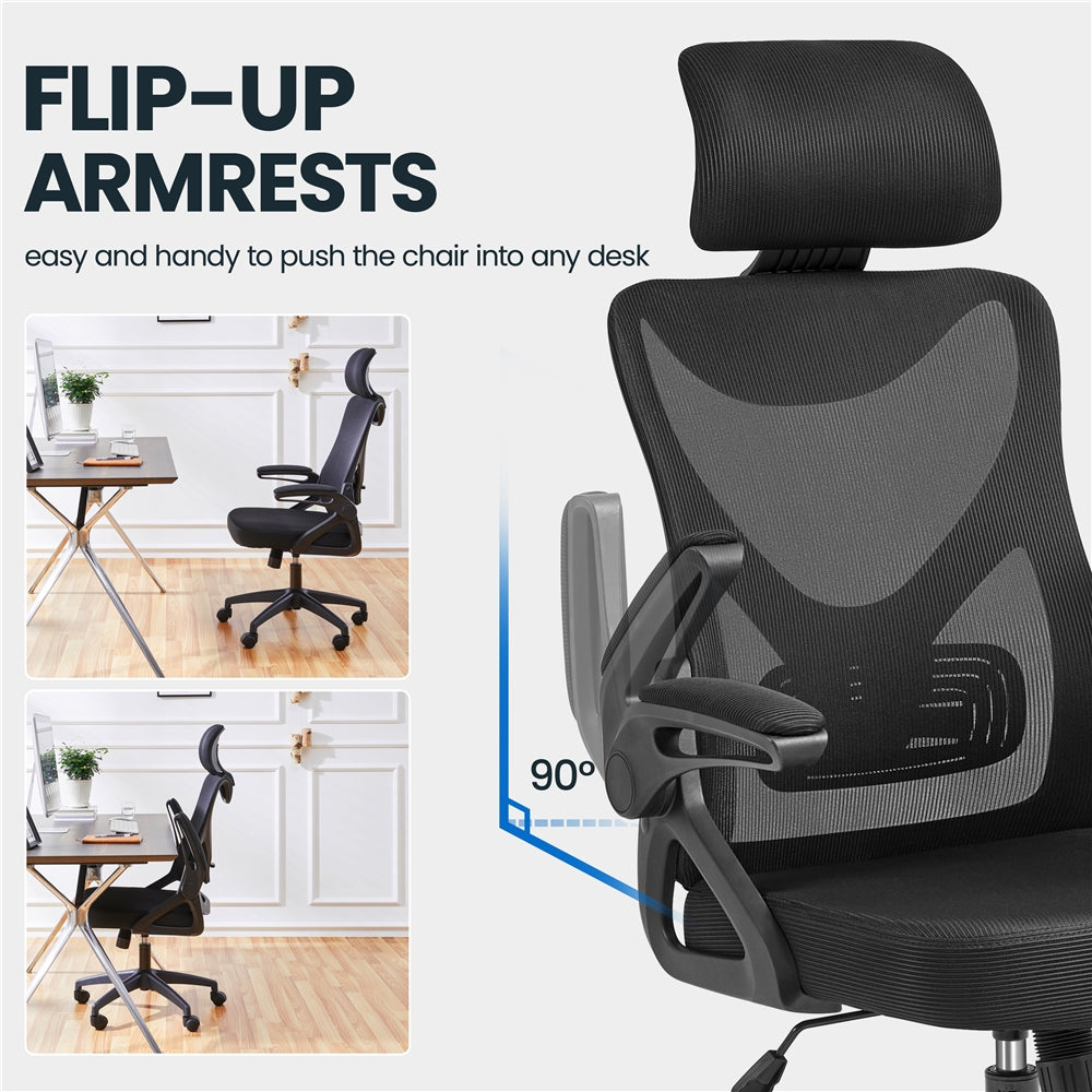 Ergonomic Mesh Office Chair with High Back, Black