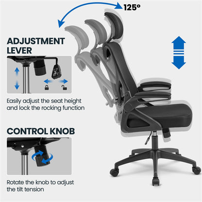 Ergonomic Mesh Office Chair with High Back, Black