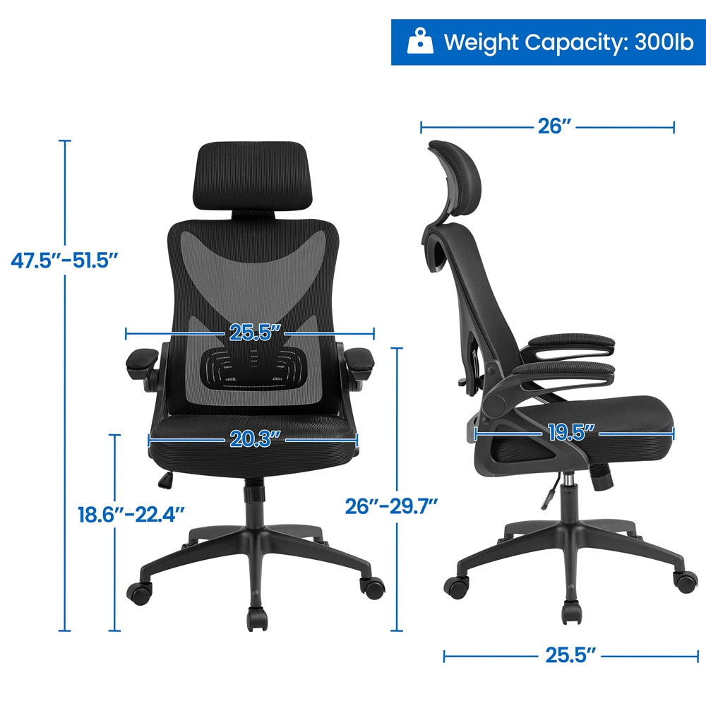 Ergonomic Mesh Office Chair with High Back, Black