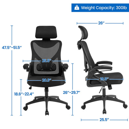 Ergonomic Mesh Office Chair with High Back, Black