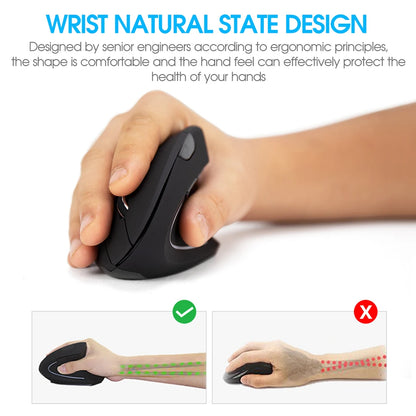 Wireless Mouse USB Computer Mice Ergonomic Desktop Upright Mouse Vertical Gaming Mouse 1600DPI for PC Laptop Office Home